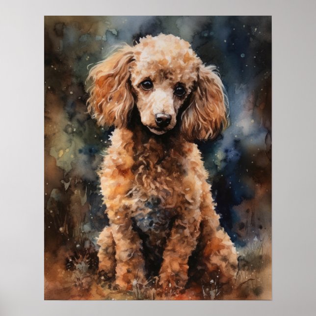 Cute Poodle Dog Art Print Poster (Front)