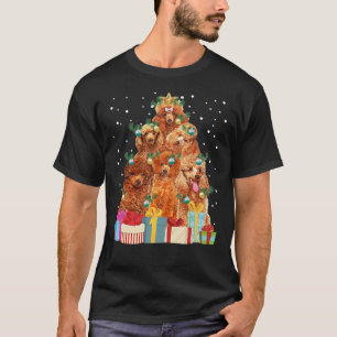 Cute Poodle Dog Christmas Tree Lights T-Shirt