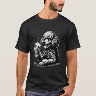 Cute Poodle Dog Drinking Beer Puppy Lover Bar Long T-Shirt