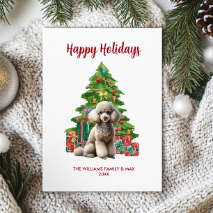 Cute Poodle Dog Family Christmas Holiday Card