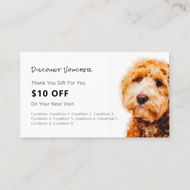 Cute Poodle Dog Grooming Shop Discount Business Card (Back)
