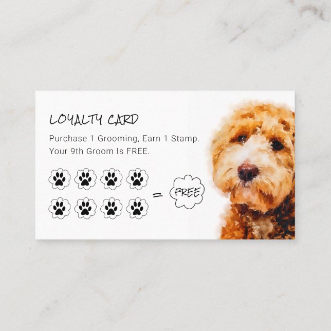 Cute Poodle Dog Grooming Shop Loyalty Business Card (Back)