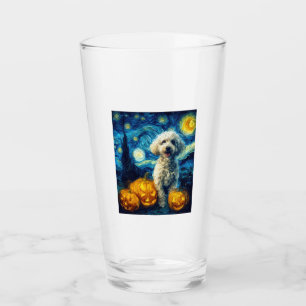 Cute Poodle Dog Halloween Jack O Lantern Pumpkin F Glass