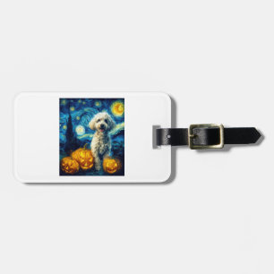 Cute Poodle Dog Halloween Jack O Lantern Pumpkin F Luggage Tag