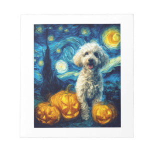 Cute Poodle Dog Halloween Jack O Lantern Pumpkin F Notepad