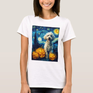 Cute Poodle Dog Halloween Jack O Lantern Pumpkin F T-Shirt