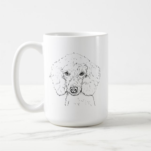 Cute Poodle Dog Illustration, Hand Drawn Coffee Mug (Left)