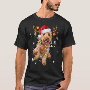 Cute Poodle Dog Lights Santa Hater T-Shirt