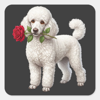 ‏Cute Poodle Dog Square Sticker