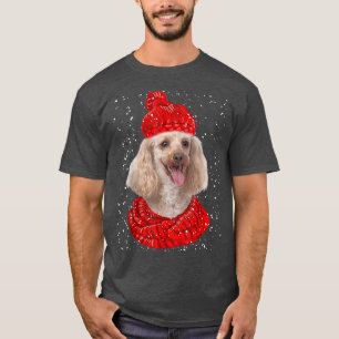 Cute Poodle Dog Xmas Hat Scarf Merry Christmas Sno T-Shirt