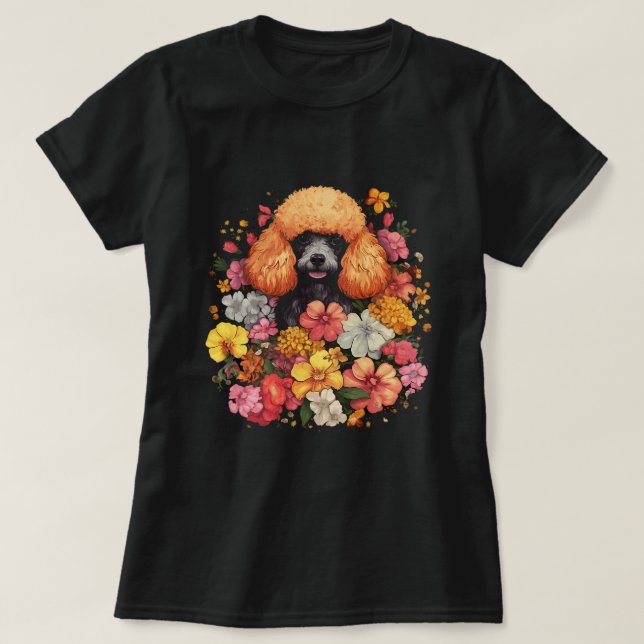 Cute Poodle Flower Bouquet T 1 T-Shirt (Design Front)