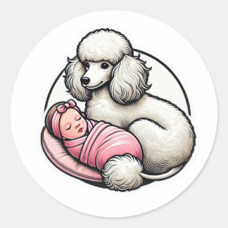 Cute Poodle for her  Classic Round Sticker