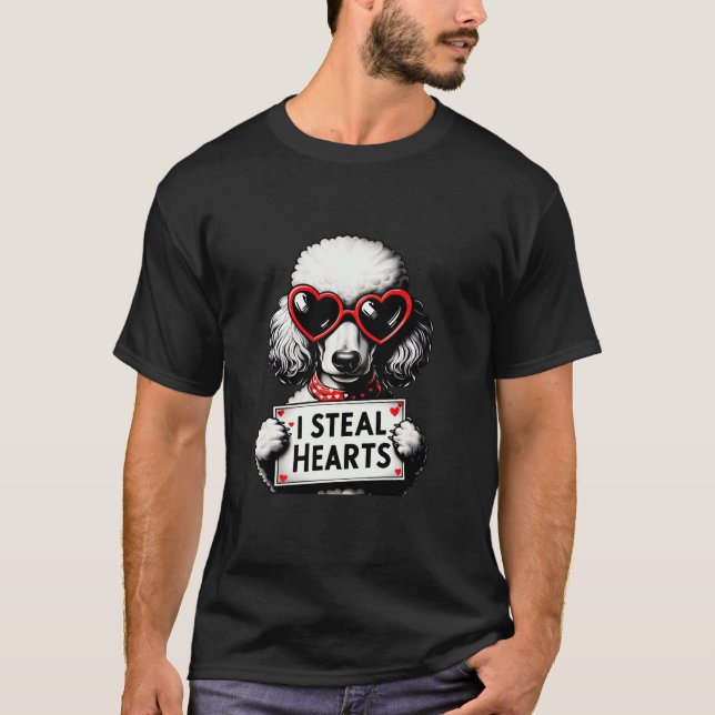 Cute Poodle I Steal Hearts Kids Mens Womens Poodle T-Shirt (Front)