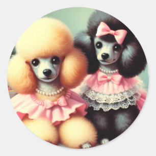 Cute Poodle Illustration Classic Round Sticker