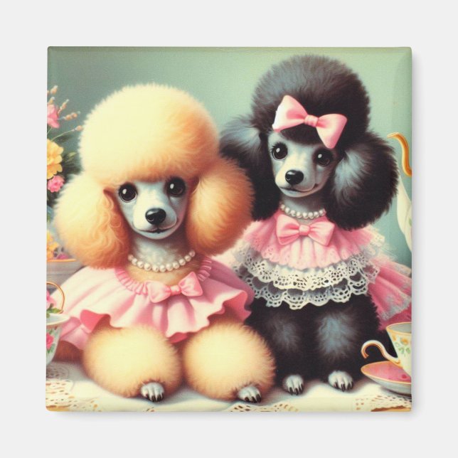 Cute Poodle Illustration Magnet (Front)