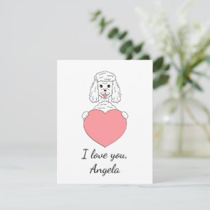 Cute poodle in love Valentine Holiday Card