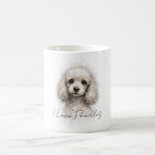 Cute Poodle Line Art, Cup Design - Poodle Lovers