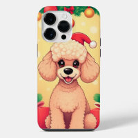 Cute Poodle Puppy in Christmas Scene with Gifts