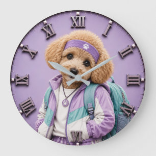 Cute Poodle Puppy Large Clock