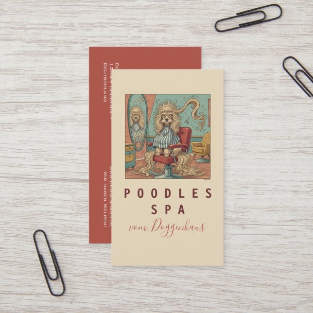 Cute Poodle Spa business cards (Front/Back In Situ)