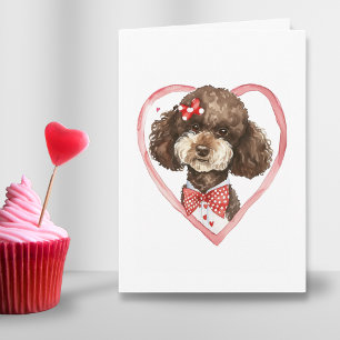 Cute Poodle Valentines Day Dog Mum Love Pink Red  Holiday Card