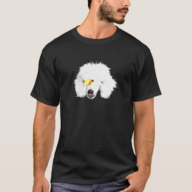 Cute Poodle White Poodle Dog Mum Dad Tee (Front)