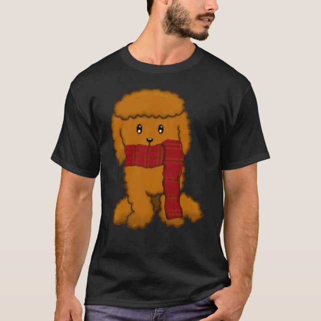 Cute Poodle With Scarf Bruno T-Shirt (Front)