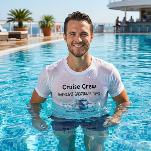 Cute Pool Cruise 'Most Likely To Teal Personalise Tri-Blend Shirt