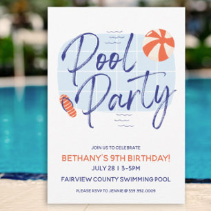 Cute Pool Party Invitation