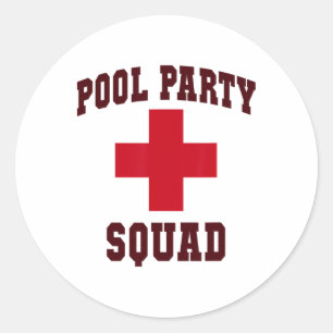 Cute Pool Party Squad Pool Police Vacay Lifeguards Classic Round Sticker