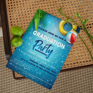 Cute Pool Party, Swimming Graduation gift Invitation