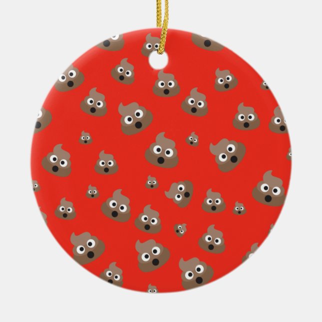 Cute Poop Emoji Pattern Ceramic Tree Decoration (Front)