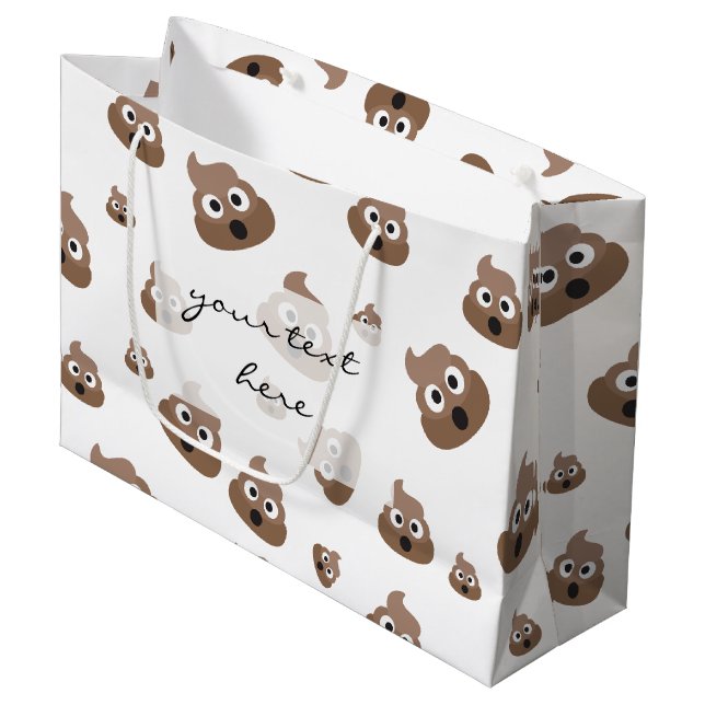 Cute Poop Emoji Pattern Large Gift Bag (Front Angled)