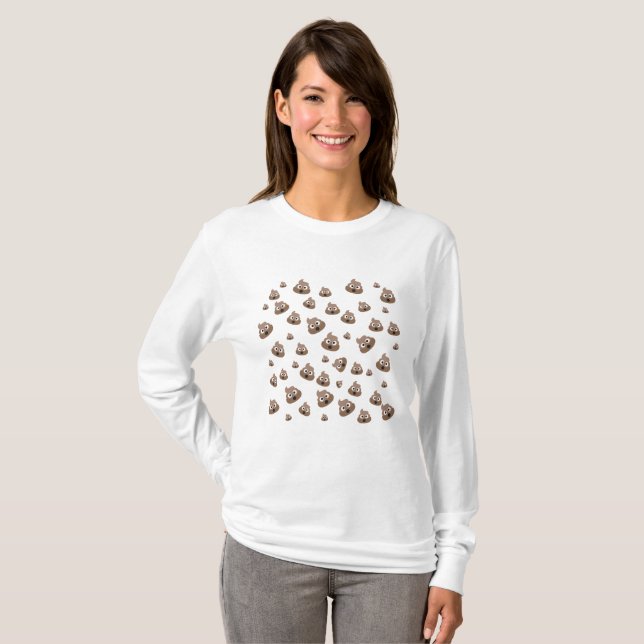 Cute Poop Emoji Pattern T-Shirt (Front Full)