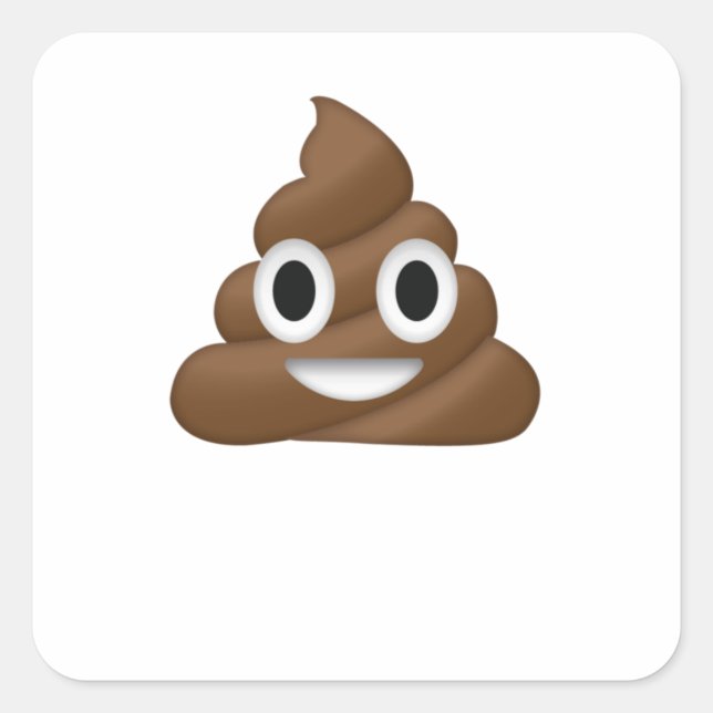 Cute Poop Emoji Square Sticker (Front)