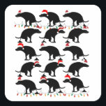 Cute Pooping Christmas Dogs Square Sticker<br><div class="desc">Happy Christmas pooping dogs liven up any Christmas party</div>