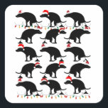 Cute Pooping Christmas Dogs Square Sticker<br><div class="desc">Happy Christmas pooping dogs liven up any Christmas party</div>