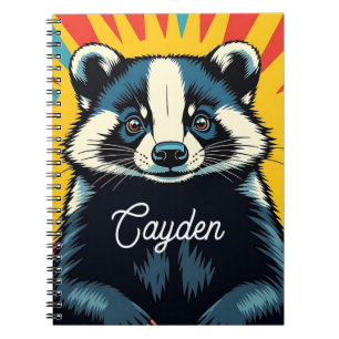 Cute Pop Art Badger Personalised Notebook
