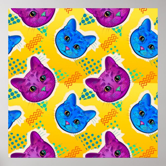 Cute Pop Art Cat Poster (Front)