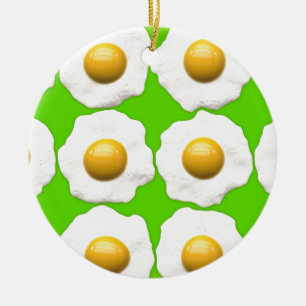 Cute pop art eggs on lime green background ceramic ornament