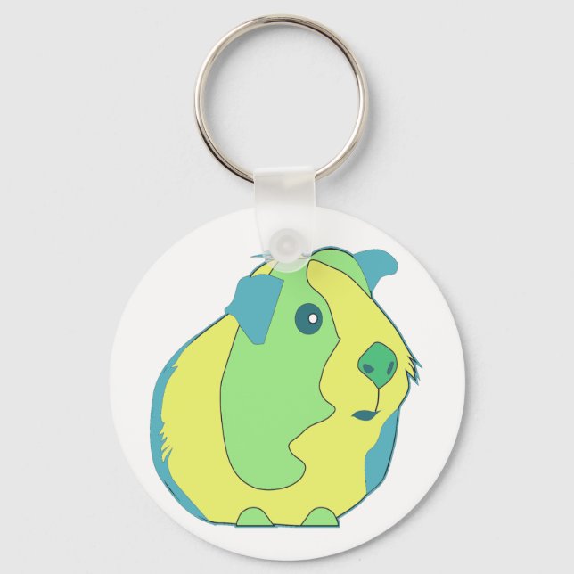 Cute Pop Art Guinea Pig Key Ring (Front)