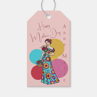 Cute Pop Art Pink Floral ‘Happy Mother’s Day’  Gift Tags