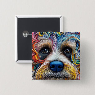 Cute Pop Art Terrier 15 Cm Square Badge