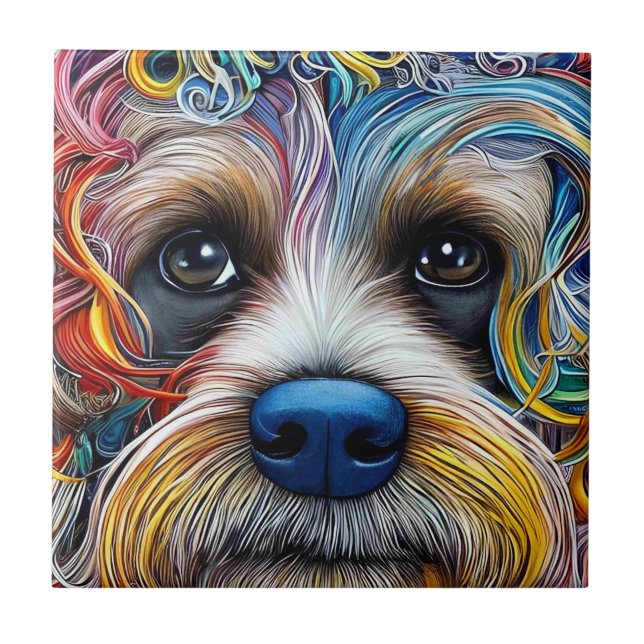 Cute Pop Art Terrier   Ceramic Tile (Front)