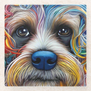 Cute Pop Art Terrier Glass Coaster