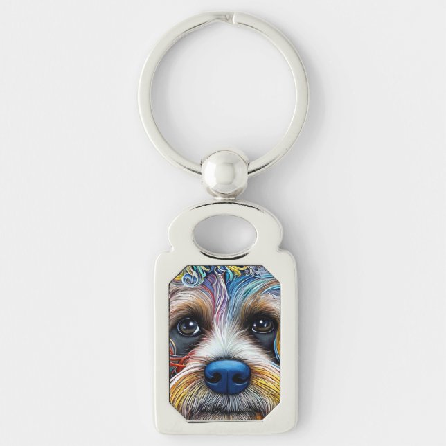 Cute Pop Art Terrier   Key Ring (Front)