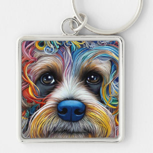 Cute Pop Art Terrier Key Ring