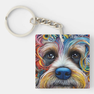 Cute Pop Art Terrier Key Ring