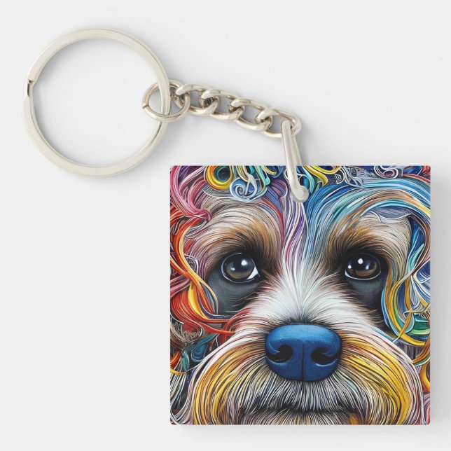Cute Pop Art Terrier   Key Ring (Front)