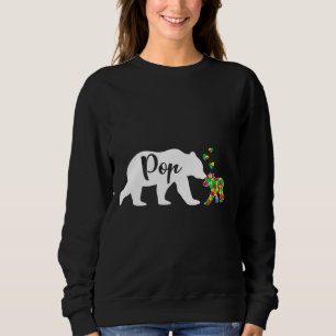 Cute Pop Bear Autism Awareness Family Support Auti Sweatshirt